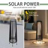 2 Piece Solar Powered Lantern Wicker Solar Patio Lamp Black