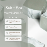Salt + Sea Bar Handmade Tallow and Goat Milk Soap Bar