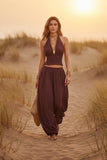 Women's Sleeveless Backless Halter Top & Wide-Leg Pants Set