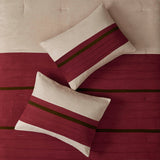 7 PC Pieced Faux Suede Comforter Set Red Cal King