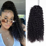Kinky Curly Drawstring Ponytail Human Hair Brazilian Afro Clip in Extensions for Black Women Remy 150G 4 Combs