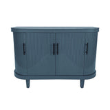 Curved Sideboard Wooden Console Table with Adjustable Shelves - Blue
