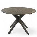 Stanford Outdoor Round Acacia Wood Dining Table with X Base