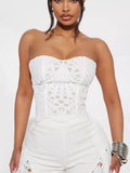 Cutout Tube Top and Wide Leg Pants Set