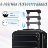 ABS Spinner Wheel Luggage Set with Combination Lock - Black