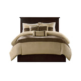 7 Pc Pieced Faux Suede Comforter Set Natural Cal King