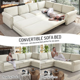 118" L-Shaped Sofa Couch with Pull-Out Bed