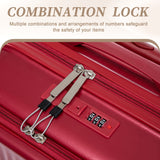 ABS Spinner Wheel Luggage Set with Combination Lock - Red