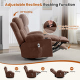 Swivel Rocker Recliner Chair with Vibration Massage and Heat for Living Room ,with Rocking Function and Side Pocket, USB Charge Port,2 cup holders