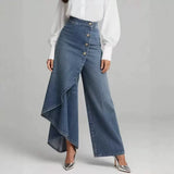 Women's Washed Denim Skort with Button Closure