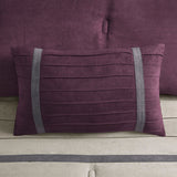 7 Pc Pieced Faux Suede Comforter Set Purple California King