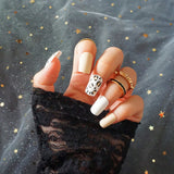 Fashionable Blue and Graffiti Pattern Fake Nails