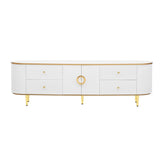Modern TV Stand For TVs Up To 80", Entertainment Center With 4 Drawers And 1 Cabinet, Wood TV Console Table With And Handles For Living Room - White