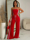 Sleeveless Tube Top and Wide Leg Pants Set