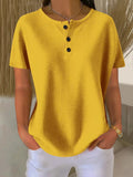 Women's Round Neck Solid Color Pullover Loose Top | Long & Short Sleeve