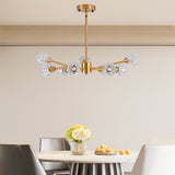 28" Modern Crystal Chandelier with 9 Lights - Golden