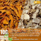 Premium Ginger Turmeric Tea Bags, Hand-made Blend of Ginger and Turmeric Herbal Tea, Eco-conscious Tea Bags. No Sugar, No Caffeine, No Gluten, Vegan.