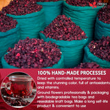Hibiscus Dried Flowers, Tea Bags, 100% Natural, Pure from Hibiscus Flowers. Loose Flower Hibiscus Herbal Tea. Hibiscus Flower Tea. No Sugar, No Caffeine, No Gluten, Vegan.