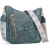 Crossbody Bags for Women, Vegan Leather Crossbody Purse, Multiple Pocket Daily Travel Shoulder Bag with Boho Strap