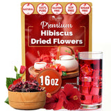 Hibiscus Dried Flowers, Tea Bags, 100% Natural, Pure from Hibiscus Flowers. Loose Flower Hibiscus Herbal Tea. Hibiscus Flower Tea. No Sugar, No Caffeine, No Gluten, Vegan.