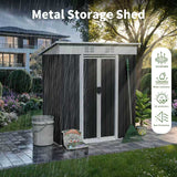 5x3 FT Metal Garden Shed with Sliding Door Pent Roof