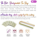 Premium Chamomile Lavender Tea Bags, Eco-conscious Tea Bags. No Sugar, No Caffeine, No Gluten, Vegan.
