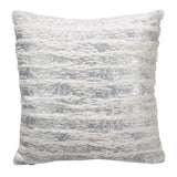 Fennco Styles Brushed Metallic Foil Collection Glamorous Faux Fur 15 x 15 Inch Throw Pillow with Case & Insert – Silver Throw Pillow for Couch, Bedroom and Living Room Décor