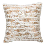 Fennco Styles Brushed Metallic Foil Collection Glamorous Faux Fur 15 x 15 Inch Throw Pillow with Case & Insert – Silver Throw Pillow for Couch, Bedroom and Living Room Décor