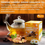 Premium Turmeric, Ginger, Cinnamon & Chamomile Flowers Tea | Improve Digestion, Support Brain, Weight, Skin and Sleep, Eco-Conscious Tea Bags