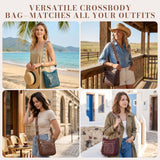 Crossbody Bags for Women, Vegan Leather Crossbody Purse, Multiple Pocket Daily Travel Shoulder Bag with Boho Strap