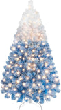 Yaheetech 6ft Snow Flocked Pre-lit Christmas Tree with 250 Warm White Lights, 820 Lush Branch Tips & Quick-Assembly Hinged Design, Full Artificial Xmas Tree for Winter Holiday Décor, Green & White