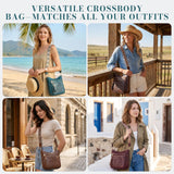 Crossbody Bags for Women, Vegan Leather Crossbody Purse, Multiple Pocket Daily Travel Shoulder Bag with Boho Strap