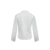 Women’s Textured Stand Collar Jacket – Solid Color