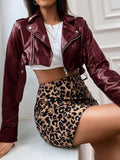 Euro-American Biker-style Cool Girl Lapel Leather Jacket Cardigan