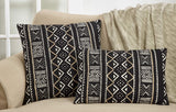 Fennco Styles Tribal Mud Cloth 100% Cotton Decorative Throw Pillow Cover 14 x 20 Inch - Black Geometric Pillow Case for Couch, Living Room and Bedroom Décor