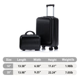 ABS Spinner Wheel Luggage Set with Cosmetic Case - Black