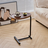 C-Shaped Side Table with Durable Metal & Wood - Dark Brown or White