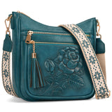 Crossbody Bags for Women, Vegan Leather Crossbody Purse, Multiple Pocket Daily Travel Shoulder Bag with Boho Strap