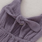 stylesilove Baby Girls Sleeveless Front Tie Bowknot Gauze Cotton Dress Toddler Girl Solid Sundress Summer Outfit