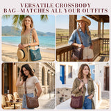 Crossbody Bags for Women, Vegan Leather Crossbody Purse, Multiple Pocket Daily Travel Shoulder Bag with Boho Strap
