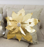 Fennco Styles Christmas Unique 3D Poinsettia Decorative Throw Pillow Cover 17 x 17 Inch - Holiday Flower Pillow for Everyday Use, Couch, Living Room and Bedroom Décor
