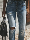 Distressed Button-Fly Skinny Jeans