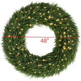 48 Inch Artificial Norfolk Pine Christmas Wreath, Pre-Lit with LED Lights