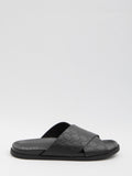 GUCCI Men's Leather Slide Sandals with Braided Strap and Embossed Logo - Comfortable Rubber Sole