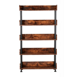 5-Tier Industrial Bookshelf - Open Rustic
