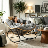 39.37" Papasan Rocking Chair - Outdoor Oversized Patio Egg Chair