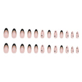 Sweet cool black French flash gold powder almond nails European and American fake nails removable nail pieces