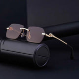 Gold Frame Cheetah Rimless Sunglasses – INS Hip-Hop Style
