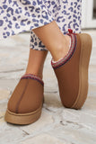 Chestnut Contrast Print Suede Plush Lined Snow Boots
