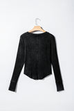 Black Exposed Seam Ribbed Long Sleeve Top
